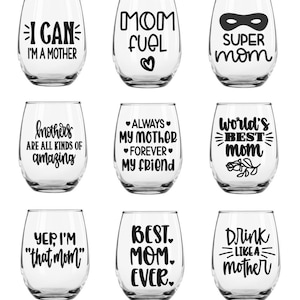 Mother&#39;s Day Wine Glass | Mother&#39;s Day Gift | Gift For Mom | Funny Mothers Day Present | Drinking Gift | Mom Wine Glass | Mom Birthday