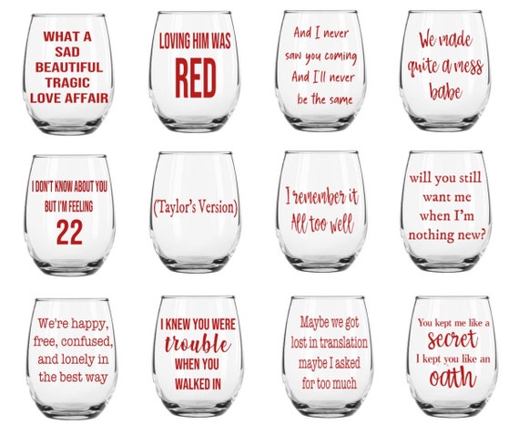 Taylor Swift Wine Glass | RED Wine Glass Quote | Quote Wine Glass | Taylor  Swift | RED | Swiftie Merch | Taylor Swift Gift | Eras Tour - Etsy