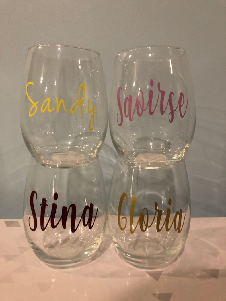 Personalized Name Large Stemless Wine Glass Custom Wine Etsy