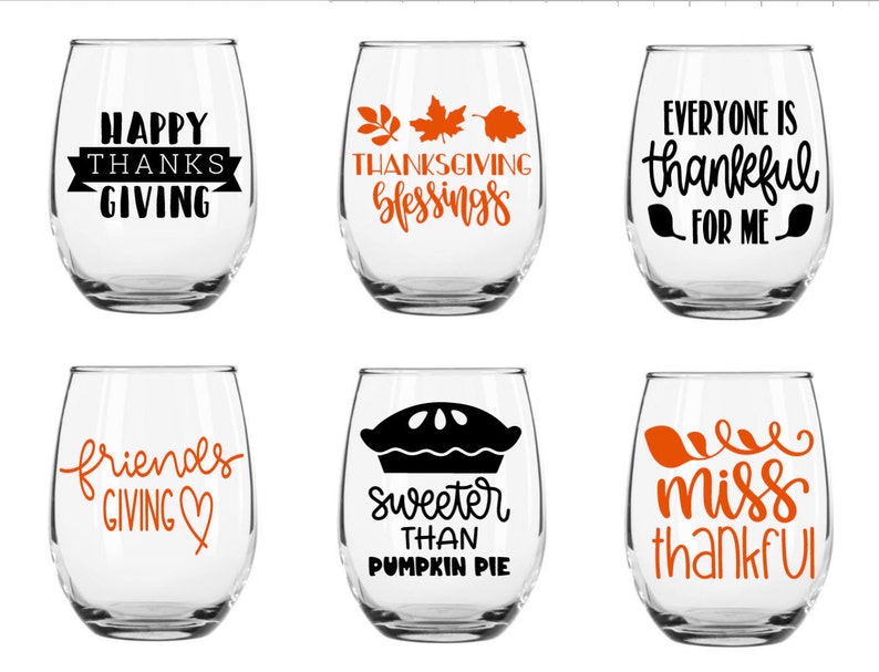 Thanksgiving Wine Glass / Custom Thanksgiving / Fall Wine Etsy