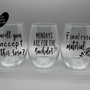 Bachelor Stemless Wine Glass | Bachelorette Wine Glass | Bachelor Nation | Will You Accept This Rose