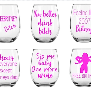 Britney Spears Wine Glass | Free Britney Wine Glass | Britney Black Out | #FreeBritney | Gift for Her | Gift for Friend