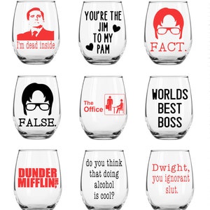 Het kantoor wijnglas / Het kantoorcadeau / Quote wijnglas / De kantoorofferte / Dwight