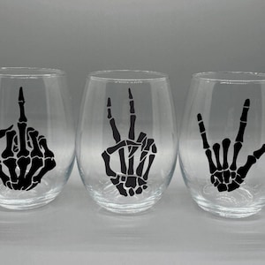 Halloween Wine Glass | Skeleton Hand | Custom Halloween | Halloween Party Glasses | Halloween Wine Glasses | Funny Wine Glass