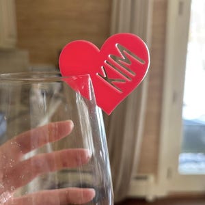 Custom Drink Name Tag | Personalized Heart Drink Name Tag | Drink Chip | Party Name Tag | Bridal Shower Name Tag