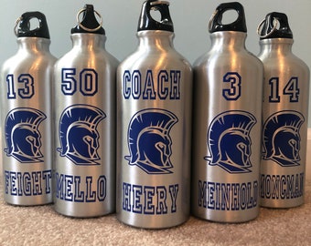 Botella de agua de equipo deportivo personalizada / Botella de agua de nombre personalizado / Botella de agua de equipo deportivo / Regalo de botella de agua para niños / Lacrosse de fútbol