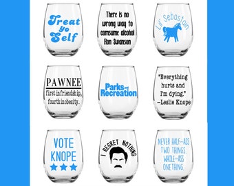 Parks and Rec Wine Glass / Parks and Rec Gift / Quote Wine Glass / Parks and Recreation Quote / Ron Swanson