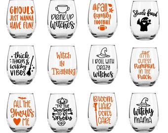 Halloween Wine Glass | Custom Halloween | Fall Wine glasses | Funny Glasses | Halloween Party | Halloween Decor | Halloween Wine Glasses