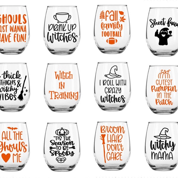 Halloween Wine Glass | Custom Halloween | Fall Wine glasses | Funny Glasses | Halloween Party | Halloween Decor | Halloween Wine Glasses