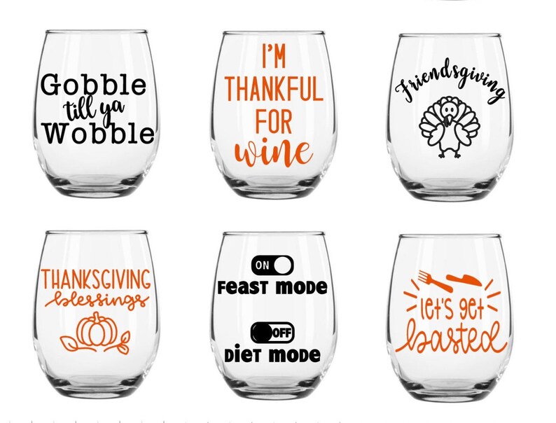 Thanksgiving Wine Glass / Custom Thanksgiving / Fall Wine Etsy