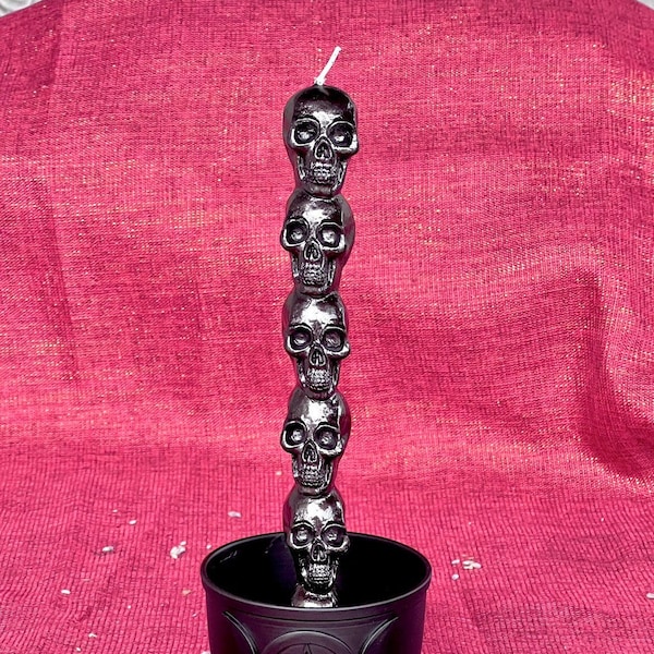 Vela cónica de mini cabezas de calavera encantadas; Vela de Protección; Magia; Lanzamiento de hechizos; Bruja; Pagano; Samhain Halloween; Decoración del hogar; Altar ritual