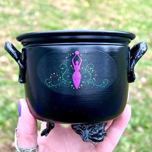 4.5&quot; Metal Spiral Goddess Cauldron; Witch&#39;s Pot; Incense Burner; Charcoal Burner Kit;  Smudge Pot; Wiccan; Witch; Magick; Ritual; Altar Tool