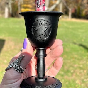 Metal Raven And Pentacle Chime Candle Holder; Chalice Chime Candle Holder; Candle Kit; Spell-Casting; Wiccan; Witch; Pagan Altar; Home Decor