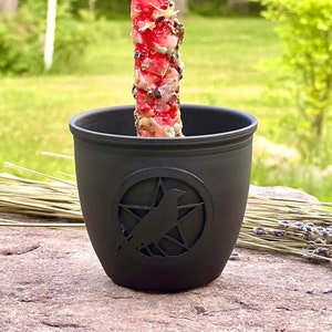 Small Raven with Pentacle Metal Smudge Pot; Palo Santo and Smudge Stick Burner; Candle holder; Wiccan, Witch; Pagan; Magick; Ritual; Altar
