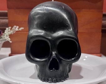 Enchanted Black Half-Jaw Skull Head Candle; Witch; Wiccan; Pagan; Spell-Casting; Samhain; Halloween; Home-Decor; Magick; Ritual; Altar tool