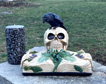 Raven & Skull Mystic Book Decoration; Resin Spell-book; Witchy Grimoire  Decor; Samhain; Halloween; Wiccan; Witch; Pagan; Magickal; Altar