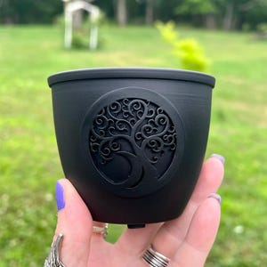 Witch Altar Tool Incense Burner Meditation Practice Wiccan Ritual Smudge Pot Iron Holder Palo Santo Stick Storage Crescent Moon Tree Life