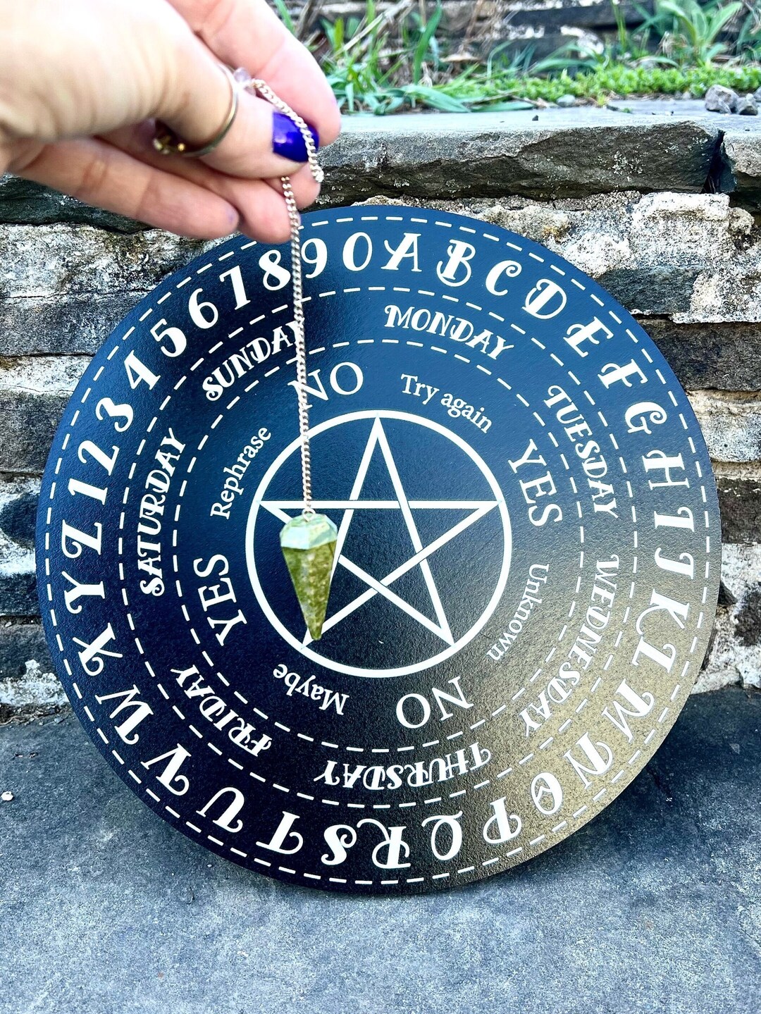 Pentacle Pendulum Divination Board Alphabet, Days of the Week and