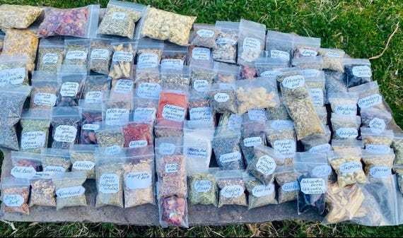 Dried Herb Pack Ritual Herbal Small Batch Witchcraft Supply Spell Crafting Ingredient Flowers Resin Roots Seeds Herbs Incense Making Candle