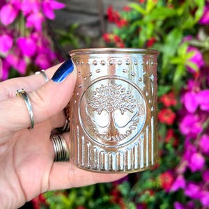 Pagan Altar Candle Holder Glass Votive Iridescent Tree Life Symbol Wiccan Witch Magick Ritual Meditation Sacred Space Spiritual Gift Women