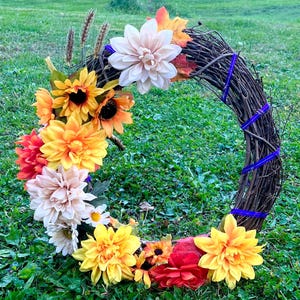Autumn Door Wreath Witch Pagan Samhain Wiccan Altar Halloween Home Fall Floral Hanging Decoration Front Entryway Orange Flower Arrangement