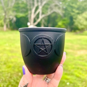 Pentacle Incense Burner Meditation Tool Wiccan Altar Witch Home Spiritual Space Ritual Ceremony Smudge Pot Triple Moon Goddess Offering Tray