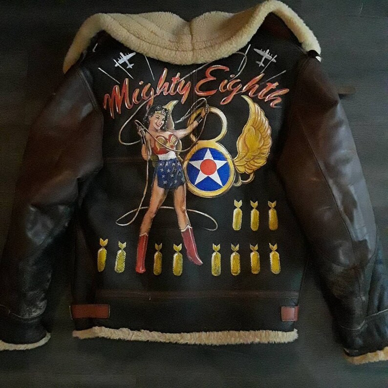 Hand Painted Aero Leather B 3 B3 Er Flight Jacket Free
