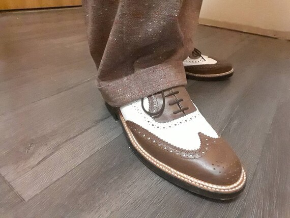 Mens oxford vintage 1940s style brown/ white two t