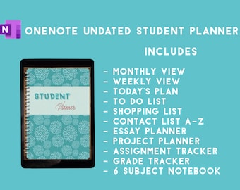 OneNote Digital Student Planner Undated & Bonus Printable version