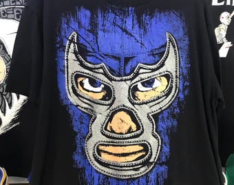 Lucha libre shirt santo blue demon mask