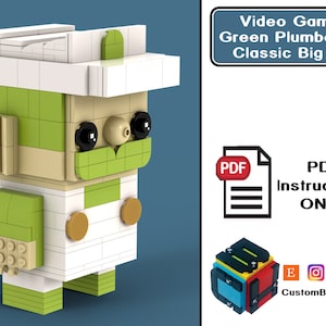 PDF Download (NO BRICKS!): )  Classic Green Plumber Mushroom (2x the size!) Custom Custom Brick Set