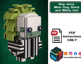 PDF Download (NO BRICKS!):  Beetle Guy Black and White Custom Brick Set
