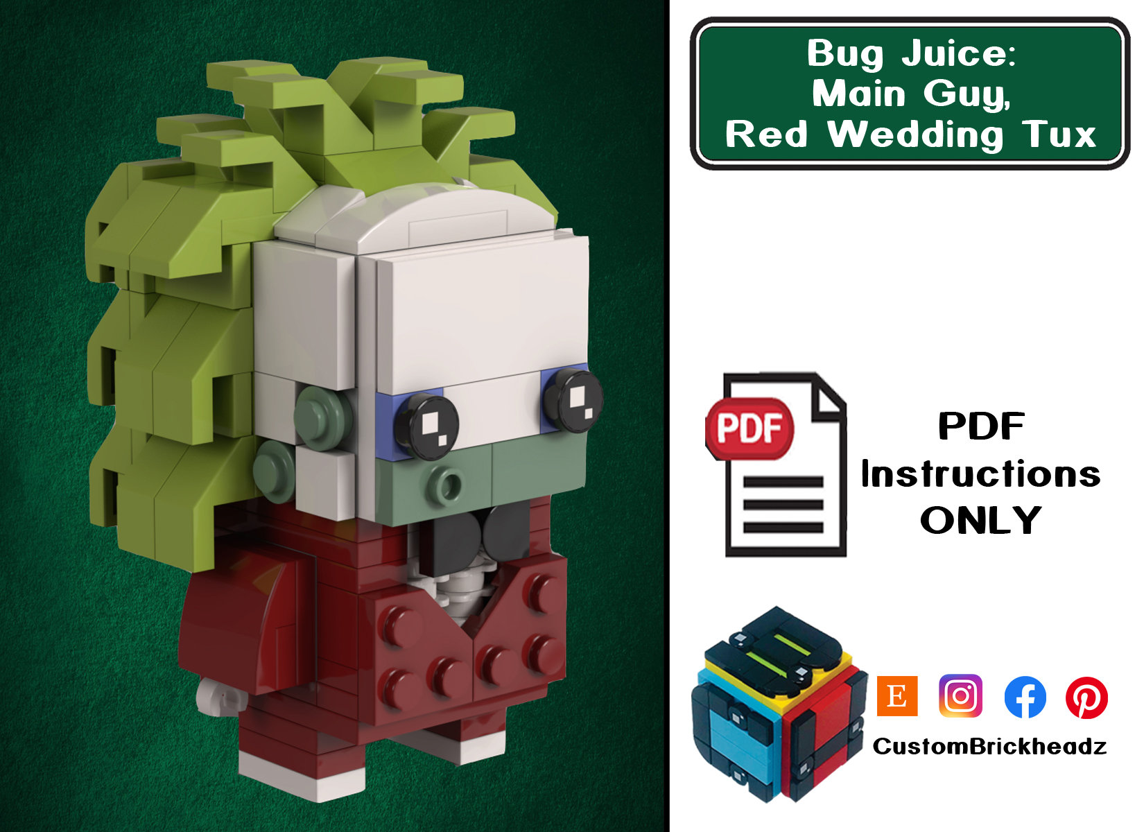 Albero Di Natale Lego Istruzioni.Istruzioni Pdf Beetle Guy Red Tux Custom Lego Brickheadz Etsy