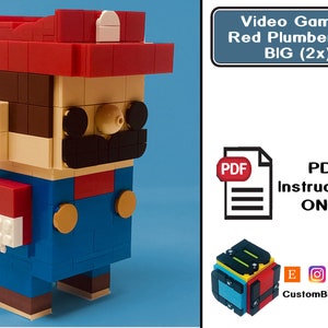 PDF Download (NO BRICKS!):  Red Plumber Mushroom (2x the size!) Custom Custom Brick Set