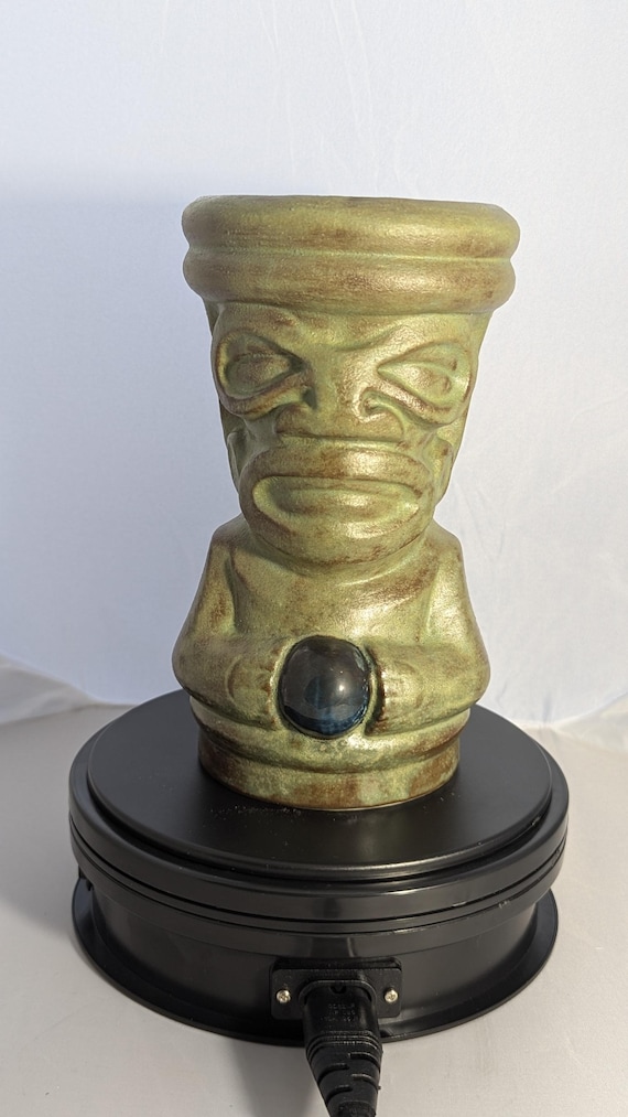 Pearldiver Tiki mug in ancient Matcha Green glaze.