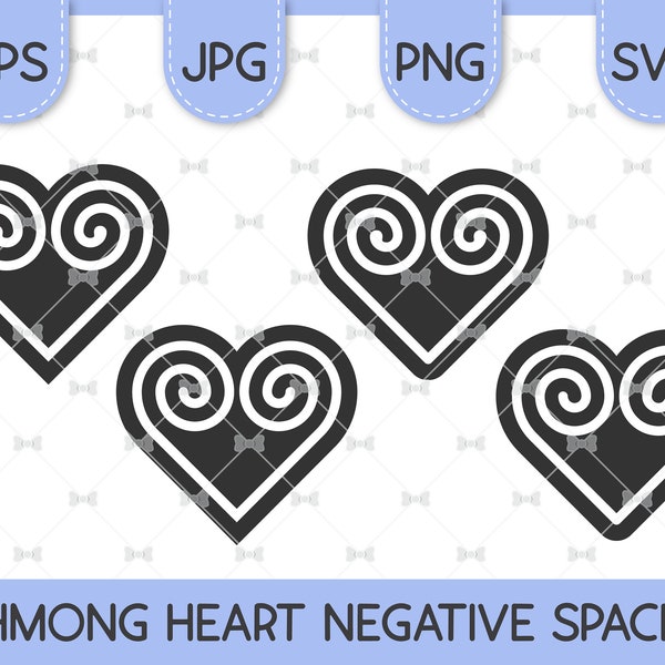 Hmong Heart Negative Space Outline - Personal and COMMERCIAL Use