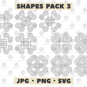Hmong Design, Hmong Heart and Chinese Knot Inspired, Hmong Inspired Heart Design, Heart Motif - Shapes Pack 3 -Personal and COMMERCIAL Use