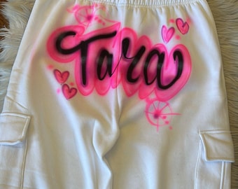 Custom Airbrush Cargo Sweatpants | Airbrush Cargo Pants | Personalized Name Birthday School Zodiac Dance Team Cargo | Free Shipping
