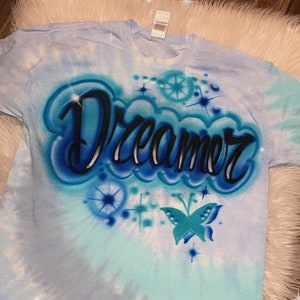 Tie Dye Custom  Personalized Airbrush Name T shirt