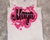 Custom Airbrush White Ribbed Tank Top, Personalized Name Wife Beater tank, Racerback White Womens Tank
