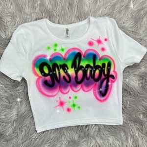 Custom Airbrush Crop Tee| Mardi Gras Tee| Personalized Name Crop Top