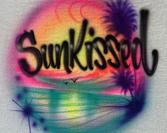 Beachy Sunset Airbrushed T-Shirt — Customizable Concert Tee
