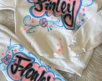 Custom Airbrush Kids Hoodie OR Sweatpants | Personalized Name Outfit | Youth Custom Airbrush Clothing | Birthday Gift for Kids