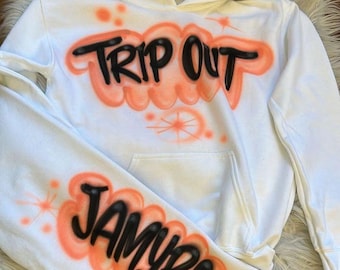 Custom Airbrush Kids Set | Personalized Name Hoodie & Sweatpants | Retro 90s Style