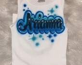 Custom Airbrush White Ribbed Tank Top, Personalized Name Wife Beater tank, Racerback White Womens Tank