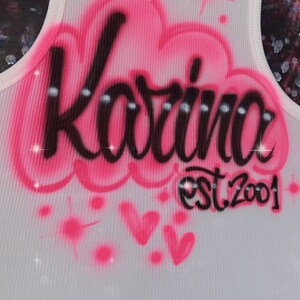 Custom Airbrush White Ribbed Crop Tank Top, Personalized Name Crop Tank, Racerback White Womens Tank image 9