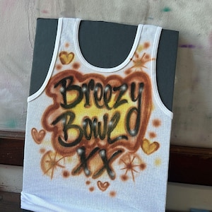 Custom Airbrush White Ribbed Tank Top / Concerts outfit idea/Personalized Festival Wife Beater tank, Racerback White WomensTank