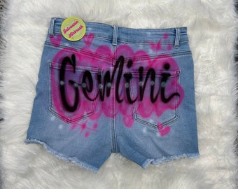 Custom Airbrush Name Jean Shorts | Personalized Shorts