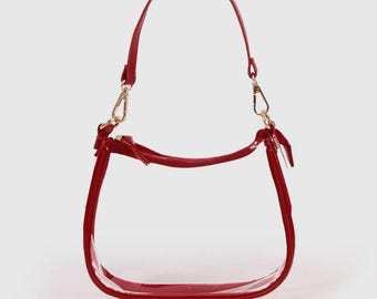 Game Day The Clara Clear Purse in Crimson | Clear Stadium Bag | Clear Stadium Approved Purse | Clear Concert Bag | Clear Shoulder Bag