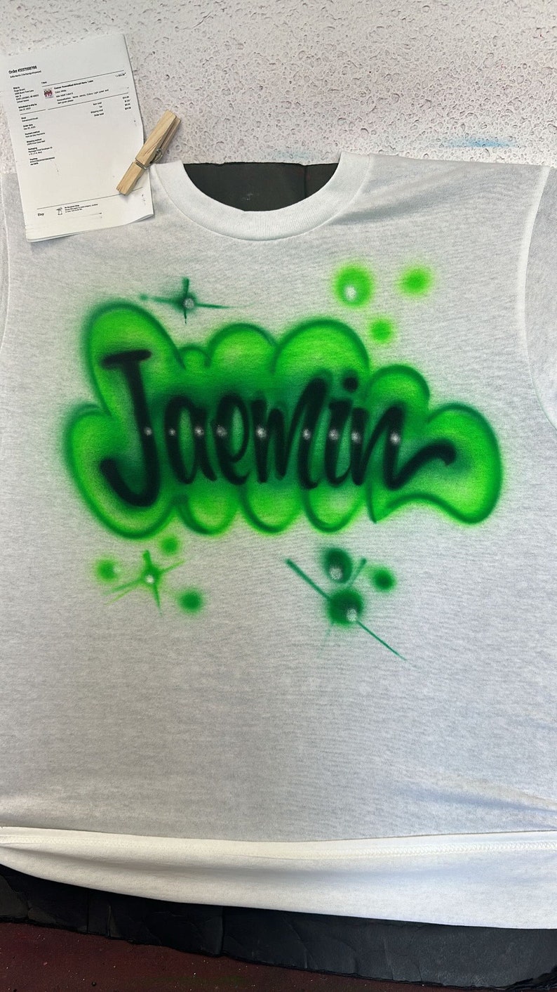 Custom Airbrush Name T shirt Personalized 90s T shirt image 9